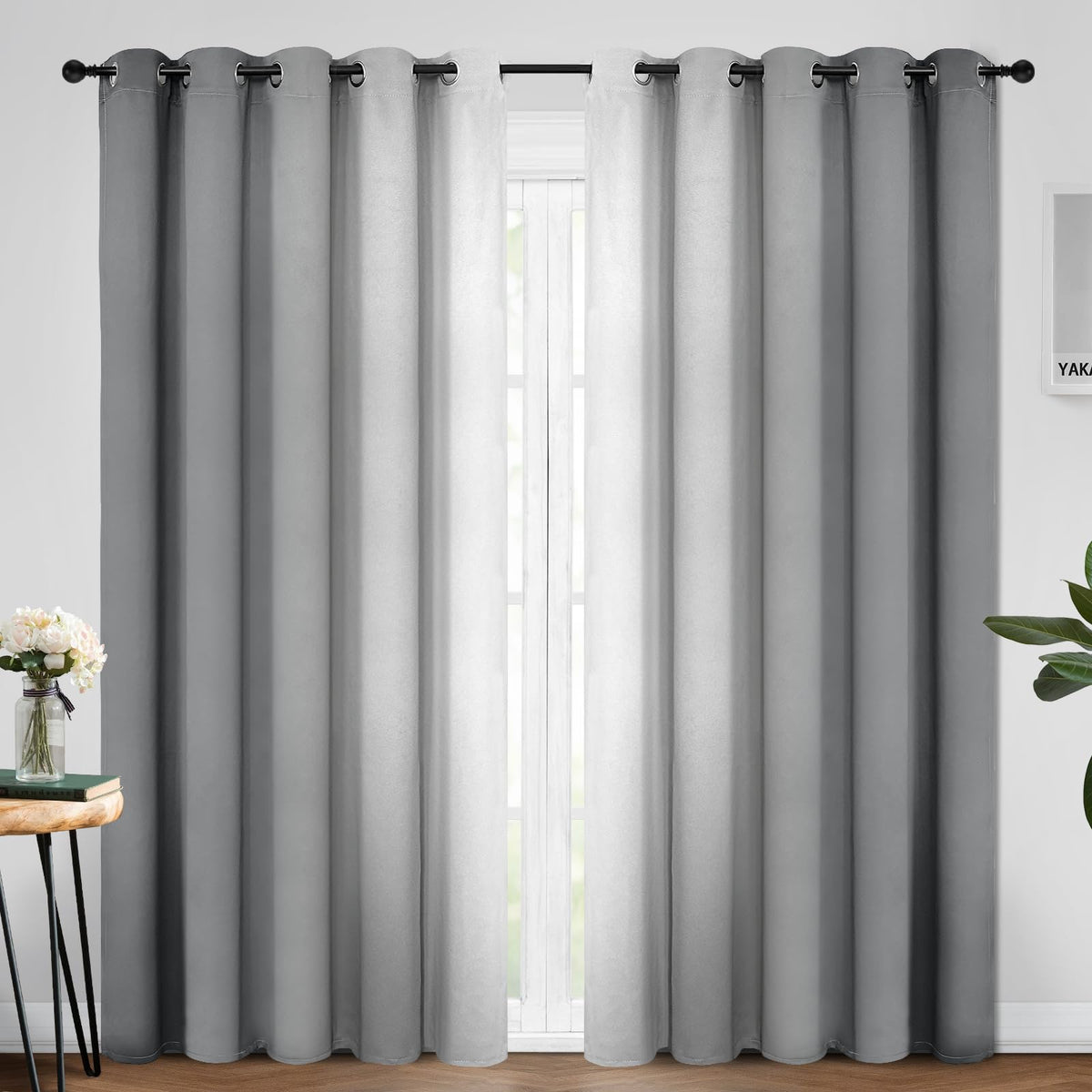 Yakamok Ombre Curtains Blue and Greyish White for Living Room,52Wx84L
