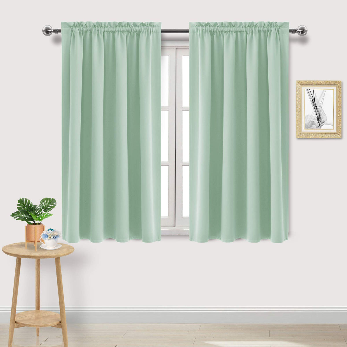 DWCN Blackout Curtains for Bedroom Living Room 42 x 63 Inch Long Black
