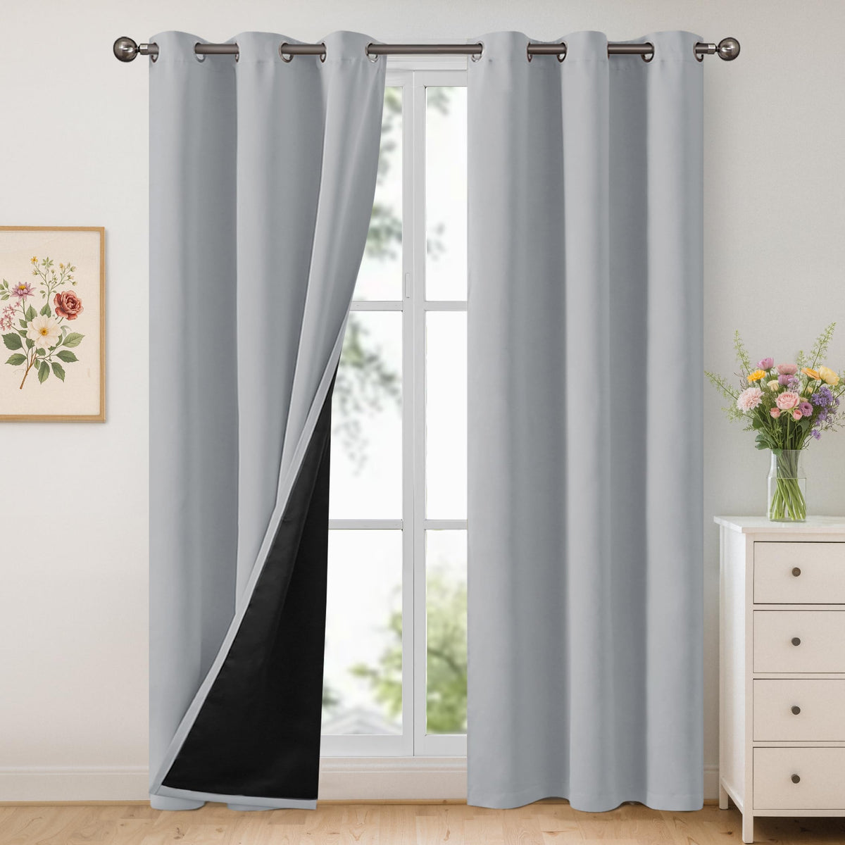 YoungsTex Black Blackout Curtains for Bedroom, Thermal Drapes Heat Blocking
