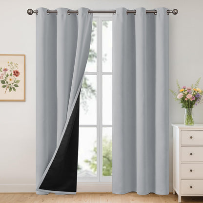 YoungsTex Black Blackout Curtains for Bedroom, Thermal Drapes Heat Blocking
