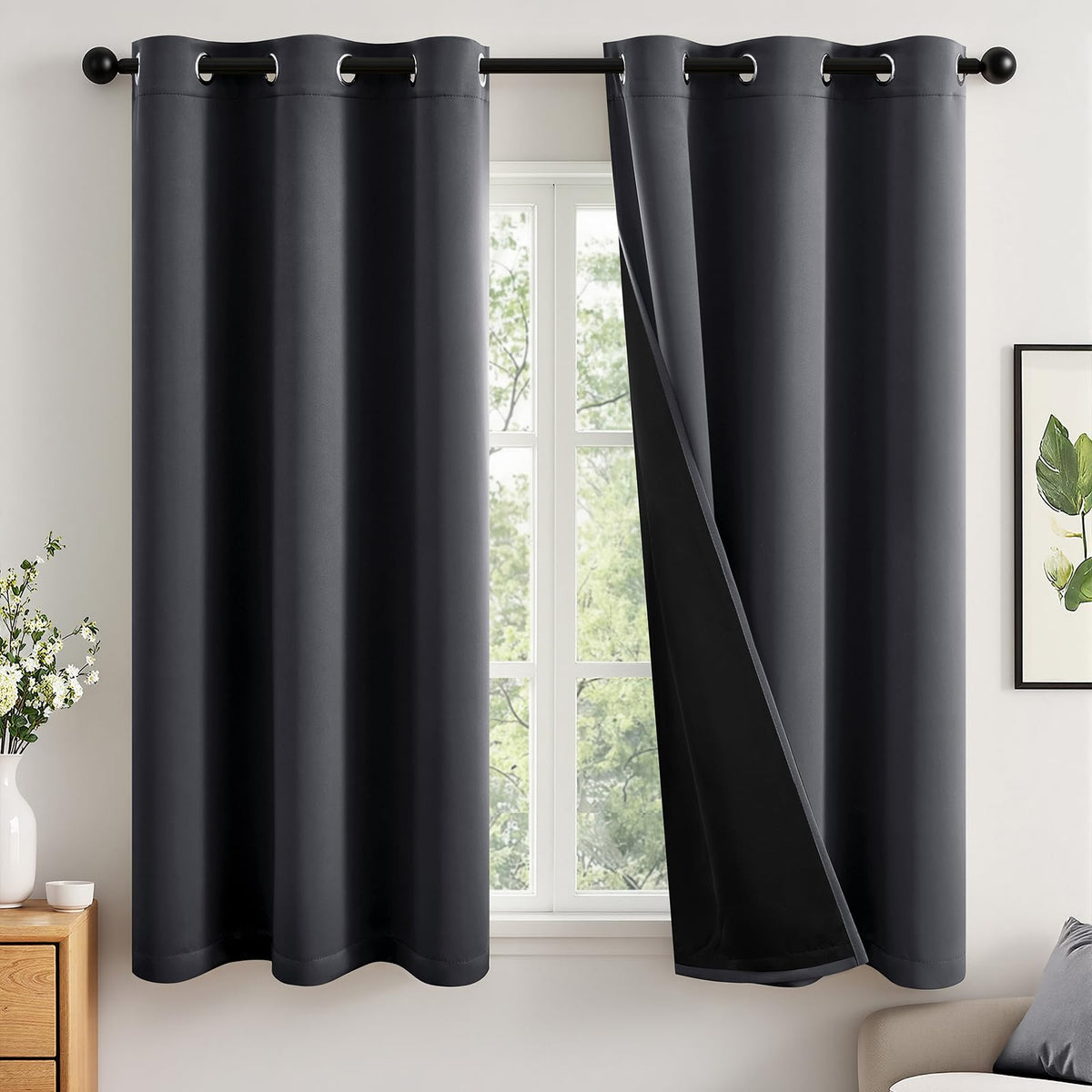 MIULEE Cream 100% Blackout Curtains for Bedroom 40x63 Inch Long