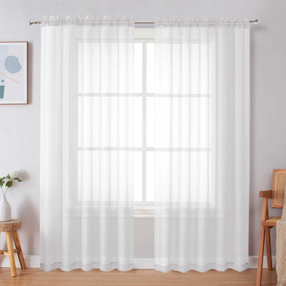Simplebrand Black Sheer Curtains 84 Inches Long 2 Panels for Living Room