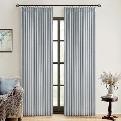 MIULEE Natural Pinch Pleated 100% Blackout Linen Curtains 40x84 Inches