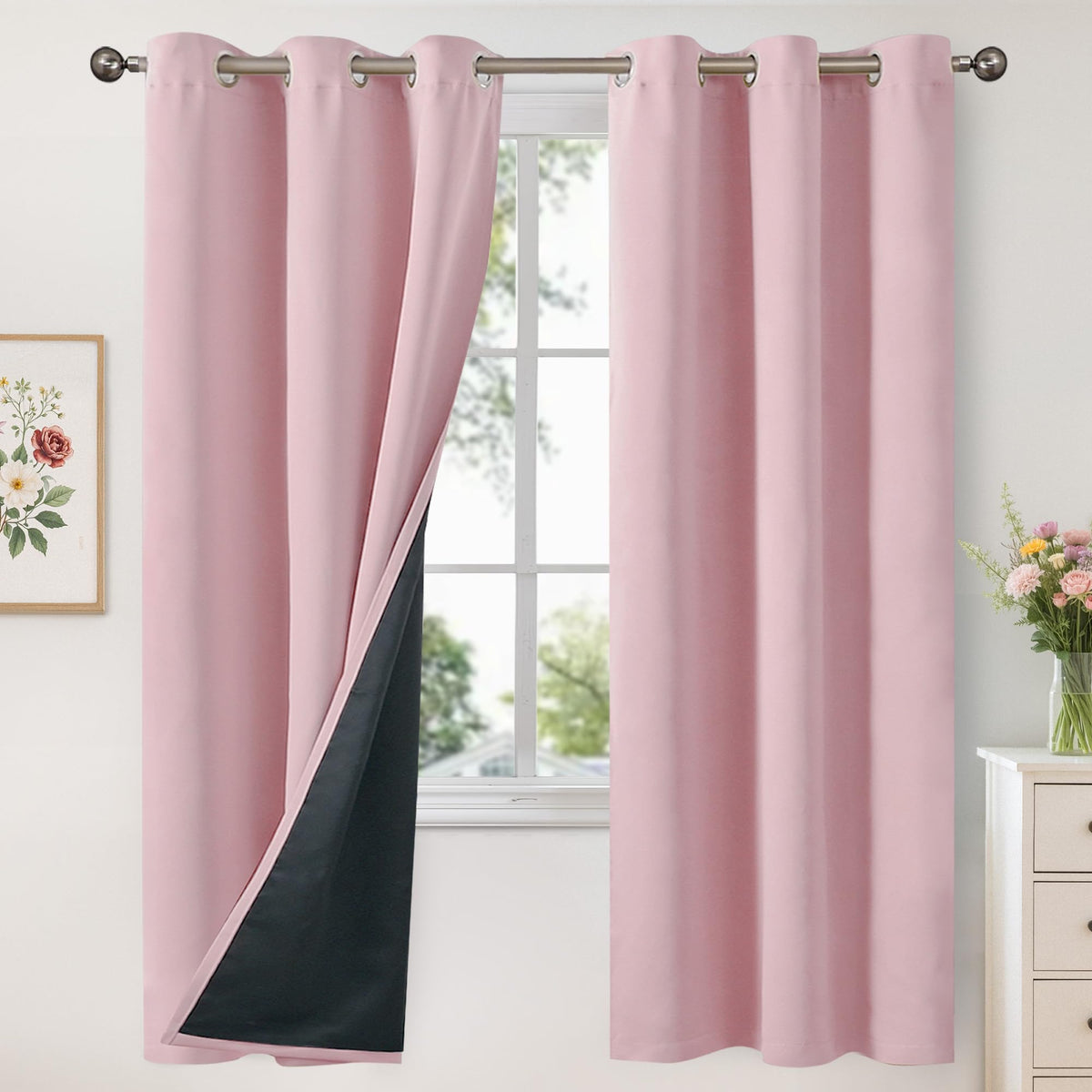 YoungsTex Black Blackout Curtains for Bedroom, Thermal Drapes Heat Blocking
