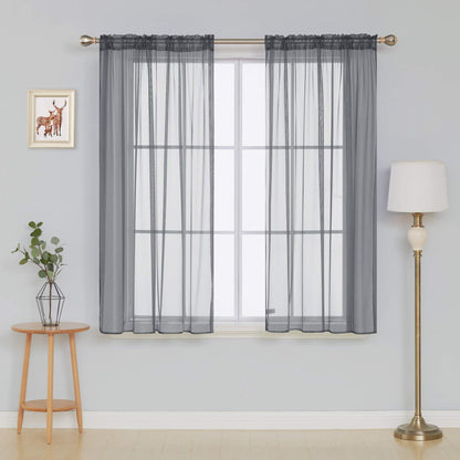 Deconovo Light Filtering Sheer Curtains 72 Inches Long for Living Room