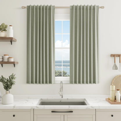Guken Cream Linen Blackout Curtains 84 Inch Length 2 Panels Set for Living Room Bedroom Back Tab Thermal Insulated 100% Black Out Drapes Room Darkening Window Curtain Ivory Natural Beige