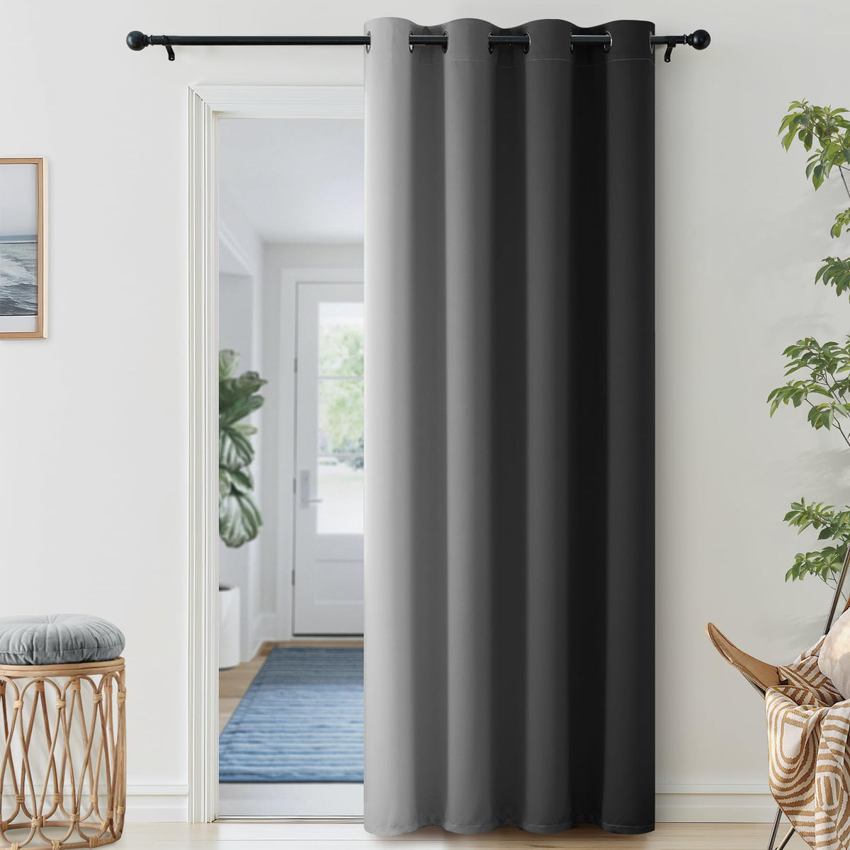 SimpleHome Ombre Black to Grey White Curtains for Living Room 52Wx84L