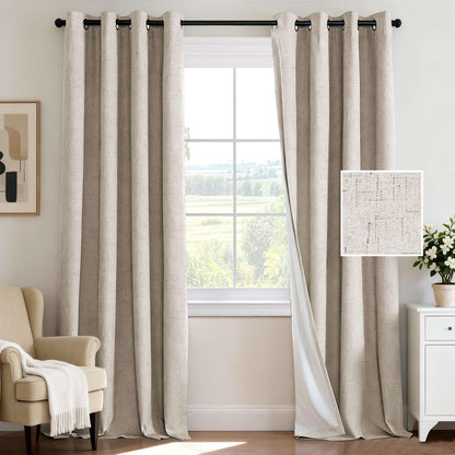 H.VERSAILTEX 100% Blackout Curtains for Bedroom 84 Inches Long Grommet Linen Face Full Light Blocking Curtain Drapes for Living Room Thermal Linen Look Curtains 2 Panels Set, 52" W x 84" L, Navy