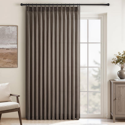 Topfinel Oatmeal Beige Pinch Pleated Curtains 84 Inches Long for Living Room 2 Panels Sets,Stone Washed Linen Earth Tone Decor Back Tab Boho Neutral Greige Earthy Sheer Curtain for Bedroom