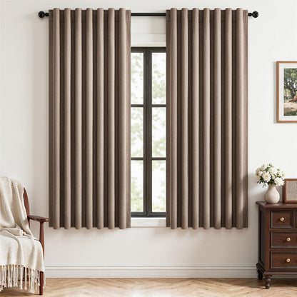 Topfinel Cream Ivory Blackout Curtains & Drapes 84 Inch Length, Beige Pinch Pleat Full Blackout Flax Linen Tab Top Soundproof Curtains with Hooks Rings for Bedroom Living Room Track 2 Panels Set