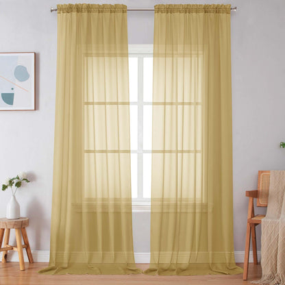 Simplebrand Black Sheer Curtains 84 Inches Long 2 Panels for Living Room