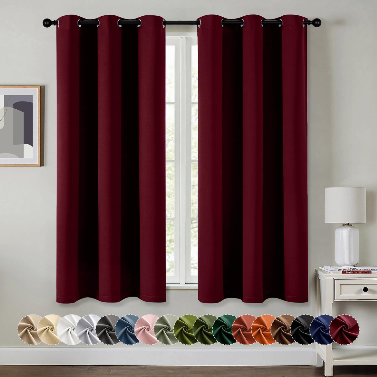 MIULEE Blackout Curtains for Bedroom 2 Panels 40 x 63 Inch Long Navy Blue