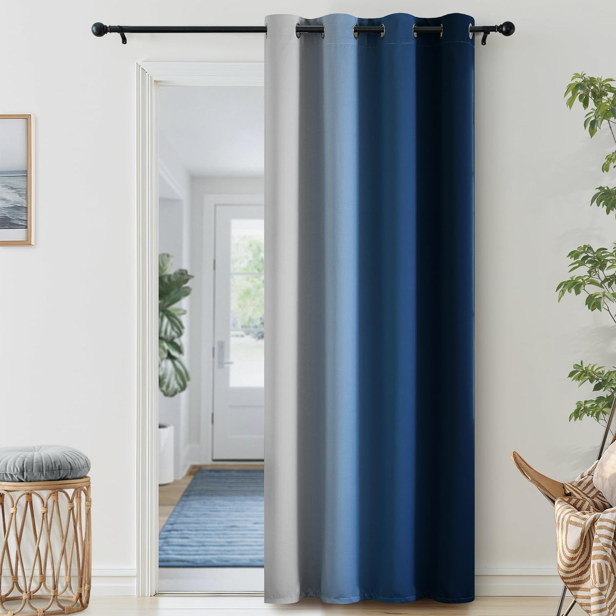 SimpleHome Ombre Black to Grey White Curtains for Living Room 52Wx84L