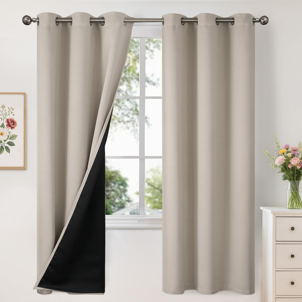 YoungsTex Black Blackout Curtains for Bedroom, Thermal Drapes Heat Blocking