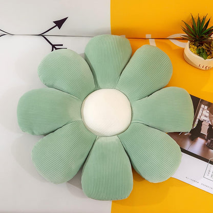 Flower Pillow, Flower Shaped Throw Pillow Floor Pillow Soft Seating Cushion Room Decor Plush Pillow for Bedroom, Sofa, Bed, Reading (15 inch, Green)