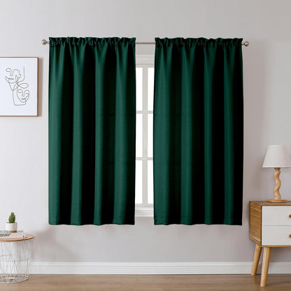 Chyhomenyc White Curtains 45 Inch Length 2 Panels, Faux Linen Textured