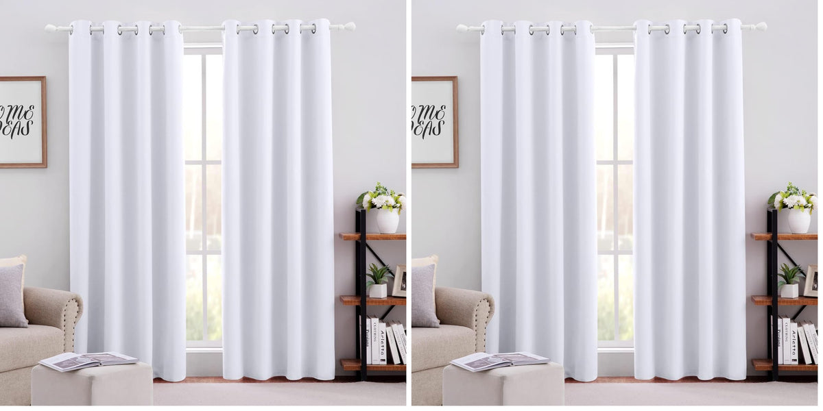 HOMEIDEAS Blackout Curtains for Bedroom 52 X 84 Inch Long 2 Panels Set Light Grey/Gray Room Darkening Curtains/Drapes, Soundproof Thermal Grommet Window Curtains for Living Room