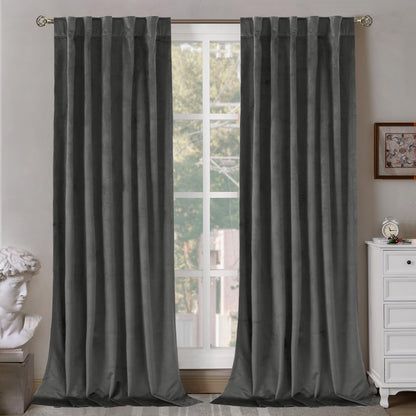 BGment Olive Green Velvet Blackout Curtains 52 x 84 Inch Length, 2 Panels