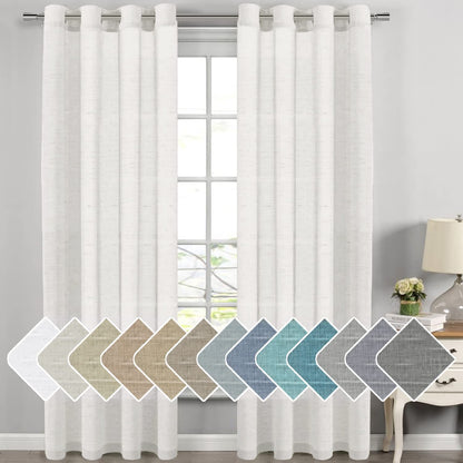 H.VERSAILTEX Natural Linen Sheer Curtains 84" 2 Panels Grommet