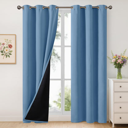 YoungsTex Black Blackout Curtains for Bedroom, Thermal Drapes Heat Blocking