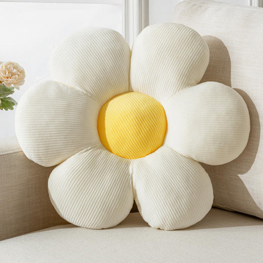Flower Pillow,15.75" Daisy Pillow White Decorative Pillows