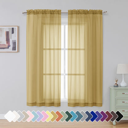 Simplebrand Black Sheer Curtains 84 Inches Long 2 Panels for Living Room