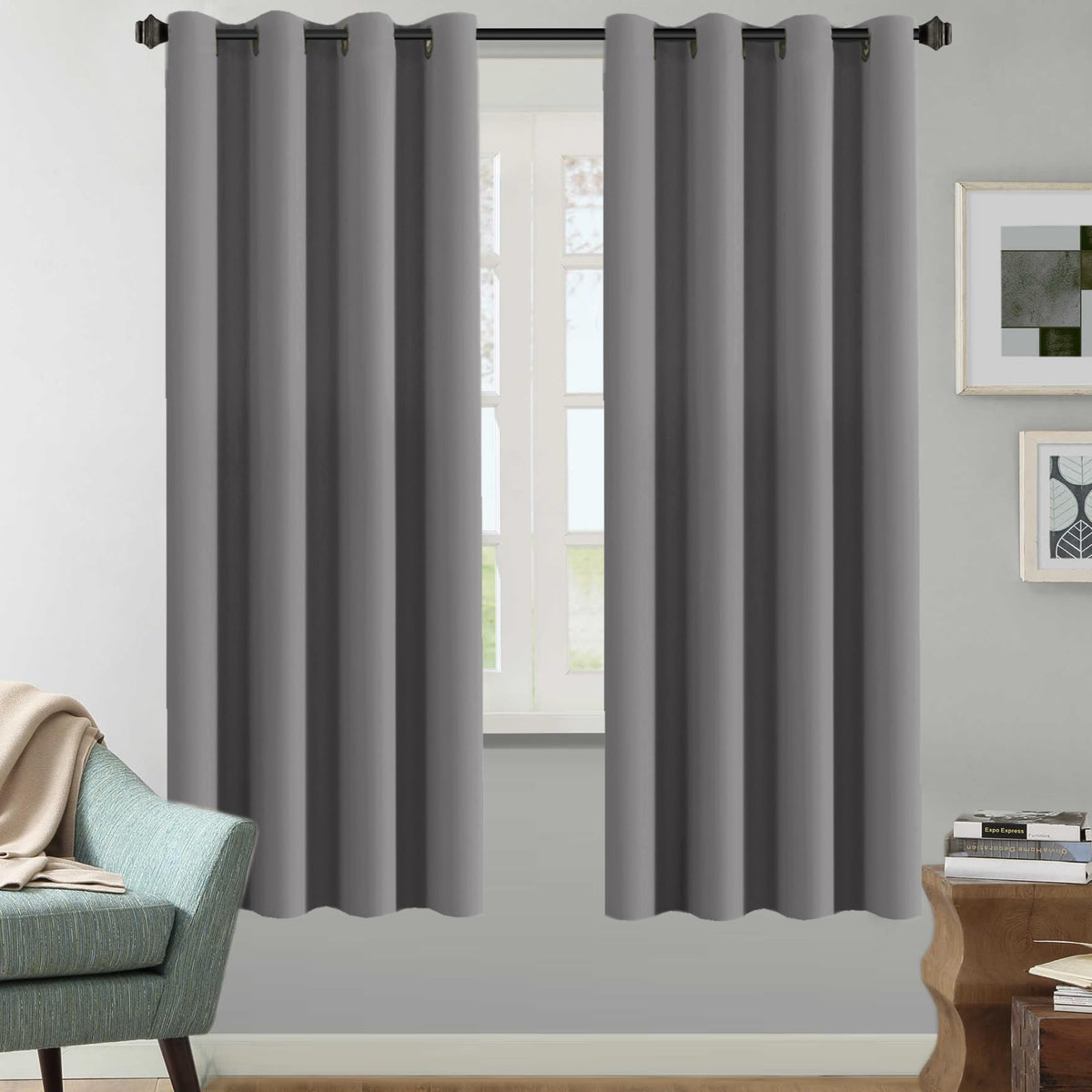 H.VERSAILTEX Blackout Curtains for Bedroom Thermal Insulated Room Darkening Living Room Curtains 63 Inch Long Grommet Privacy Protection Window Curtain Panels/Drapes for Nursery,2 Panels,Ivory/Cream