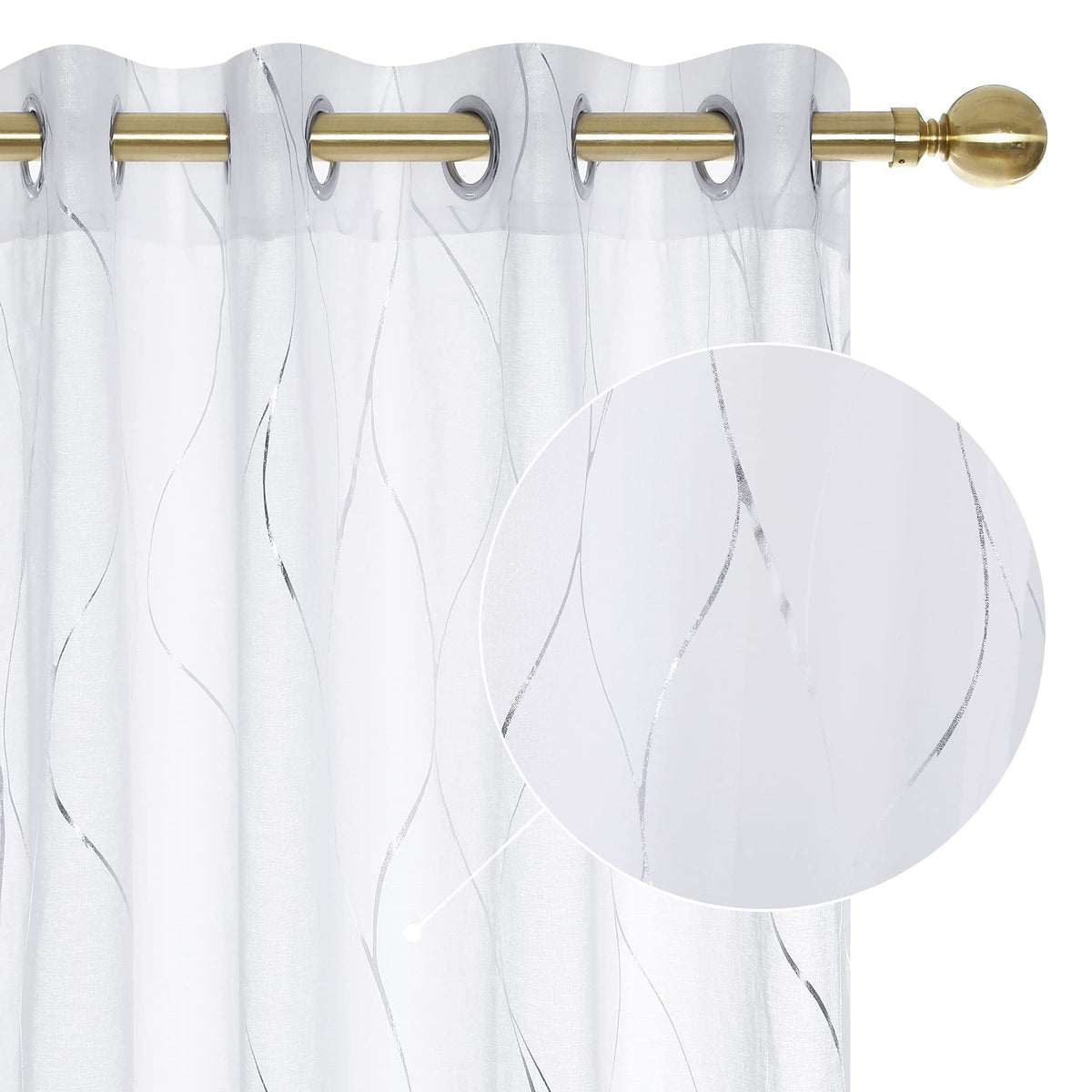 Deconovo Light Filtering Sheer Curtains 72 Inches Long for Living Room