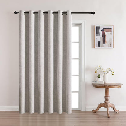 CUCRAF 100% Blackout Window Curtains 84 inches Long 2 Panels Set, Faux Linen Look Thermal Insulated Grommet Drapes, Room Darkening Curtain for Bedroom Living Room(W52 x L84 Inch, Light Khaki)