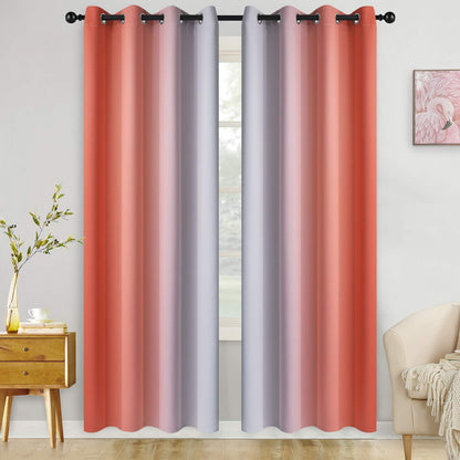 COSVIYA Grommet Room Darkening Ombre Purple Curtains W52xL63 inch