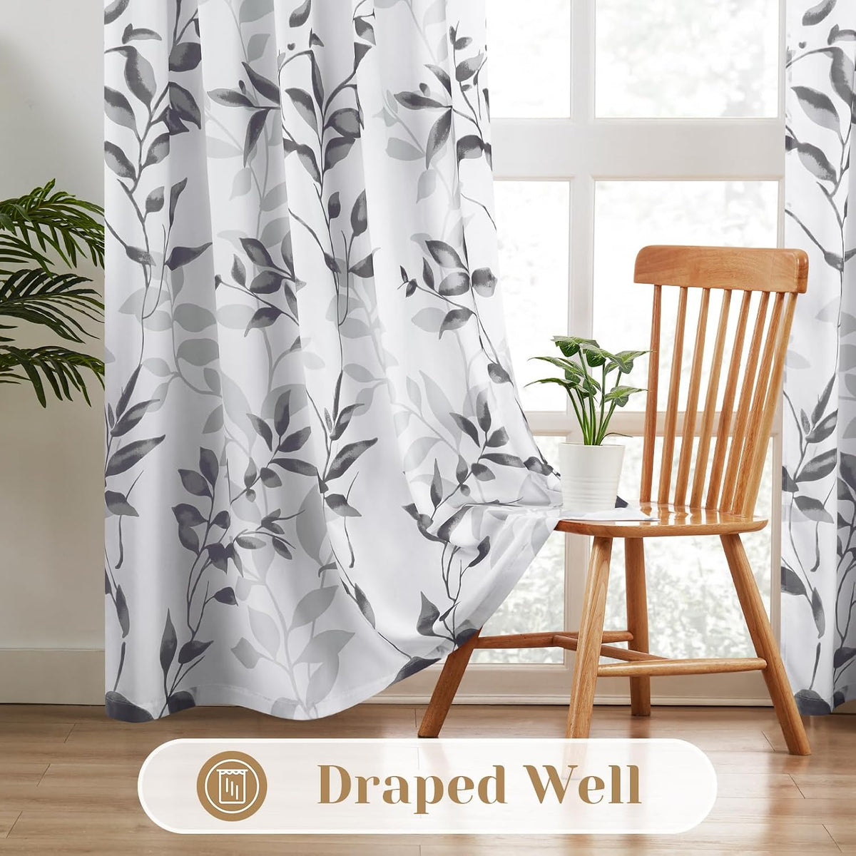 HOMEIDEAS Light Grey and White Privacy Sheer Curtains, 52X63 Inch, 2 Panels