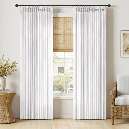MIULEE Pinch Pleated Linen Curtains 90 Inches Long 2 Panels Natural