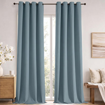 Simplebrand Sage Green Blackout Curtains 84 Inch Length 2 Panels Set for Bedroom/Living Room, Solid Room Darkening Thermal Insulated Grommet Energy Saving Window Treatment Drapes, Each 52" Wide