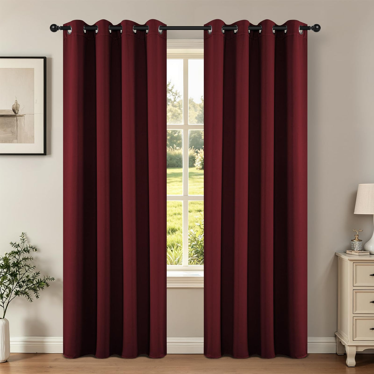 Joydeco Blackout Curtains for Bedroom 84 Inch - Black Out Curtains with Grommets Thermal Insulated Room Darkening Light Blocking, Noise Reducing & Wrinkle-Free Drapes for Living Room Windows, 2 Panels