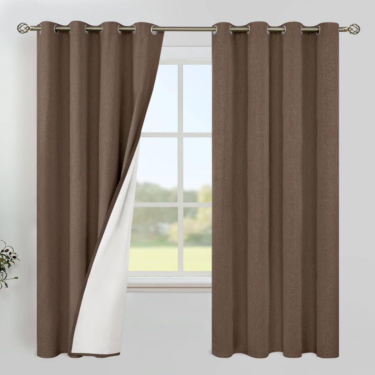 YoungsTex Black Blackout Curtains for Bedroom, Thermal Drapes Heat Blocking