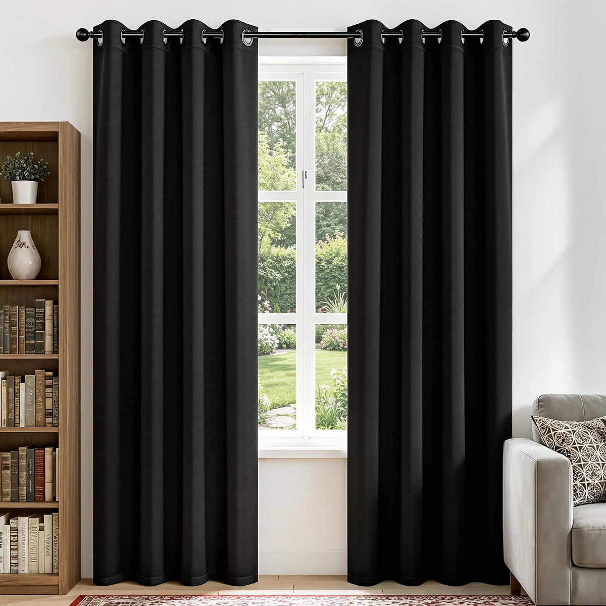 Joydeco Blackout Curtains for Bedroom 84 Inch - Black Out Curtains with Grommets Thermal Insulated Room Darkening Light Blocking, Noise Reducing & Wrinkle-Free Drapes for Living Room Windows, 2 Panels
