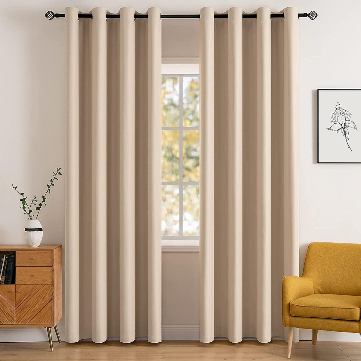 MIULEE Light Pink Blackout Bedroom Curtains Drapes 84 Inch Long 52"x84"