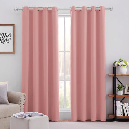 HOMEIDEAS Blackout Curtains for Bedroom 52 X 84 Inch Long 2 Panels Set Light Grey/Gray Room Darkening Curtains/Drapes, Soundproof Thermal Grommet Window Curtains for Living Room