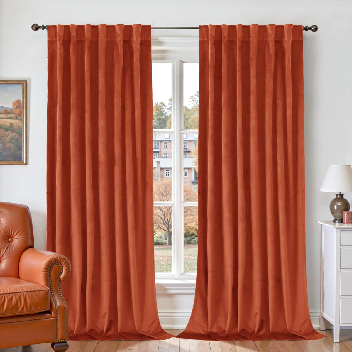 BGment Olive Green Velvet Blackout Curtains 52 x 84 Inch Length, 2 Panels