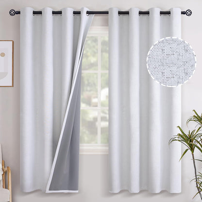 YoungsTex Linen Blackout Curtains 63 Inch Length Bedroom Beige Darkening