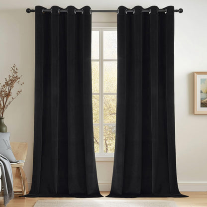 Joydeco Velvet Blackout Curtains 84 Inch Length 2 Panels, Black Out Curtains for Bedroom Living Room, Thermal Insulated Luxury Heavy Duty Drapes, Heat & Light Blocking, Back Tab&Rod Pocket,52"W x 84"L