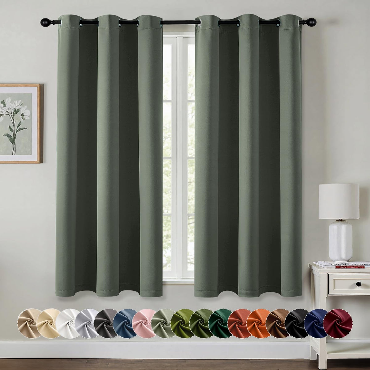 MIULEE Blackout Curtains for Bedroom 2 Panels 40 x 63 Inch Long Black