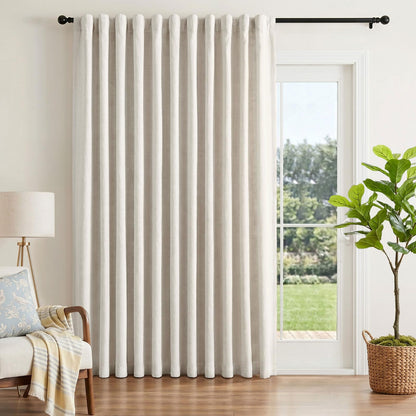INOVADAY 100% Blackout Linen Curtains for Bedroom 50x84 Inches Cream