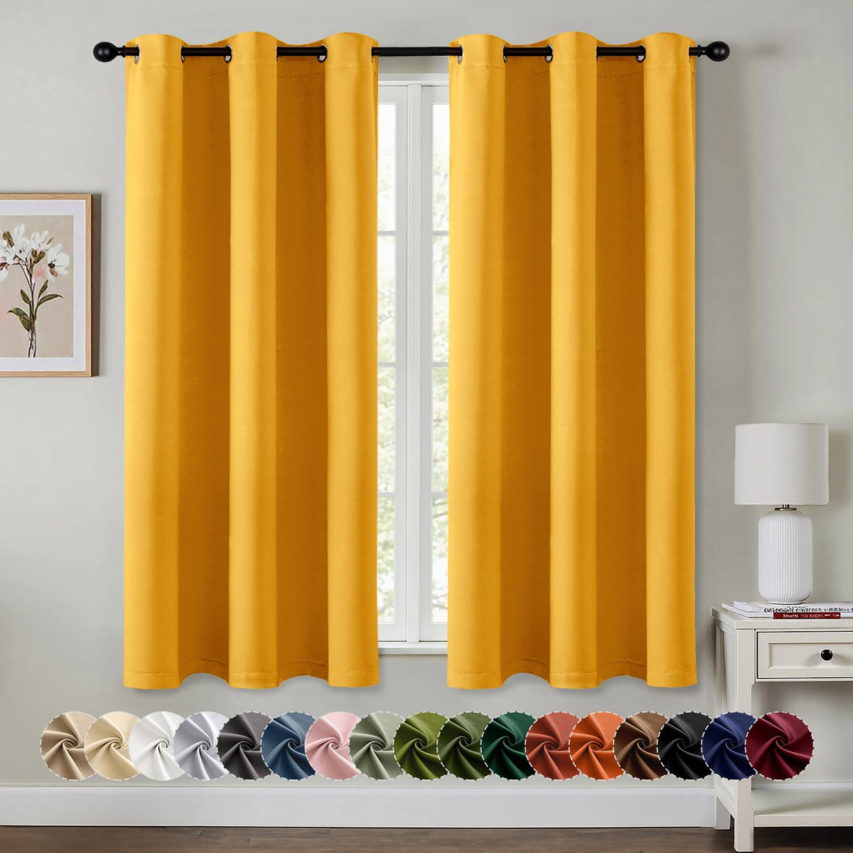 MIULEE Blackout Curtains for Bedroom 2 Panels 40 x 63 Inch Long Pink