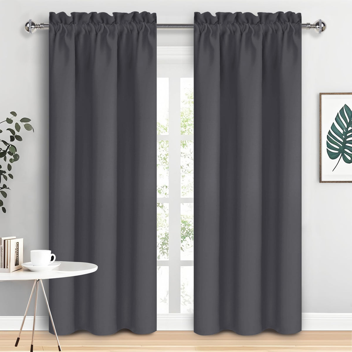 DWCN Blackout Curtains for Bedroom Living Room 42 x 63 Inch Long Black
