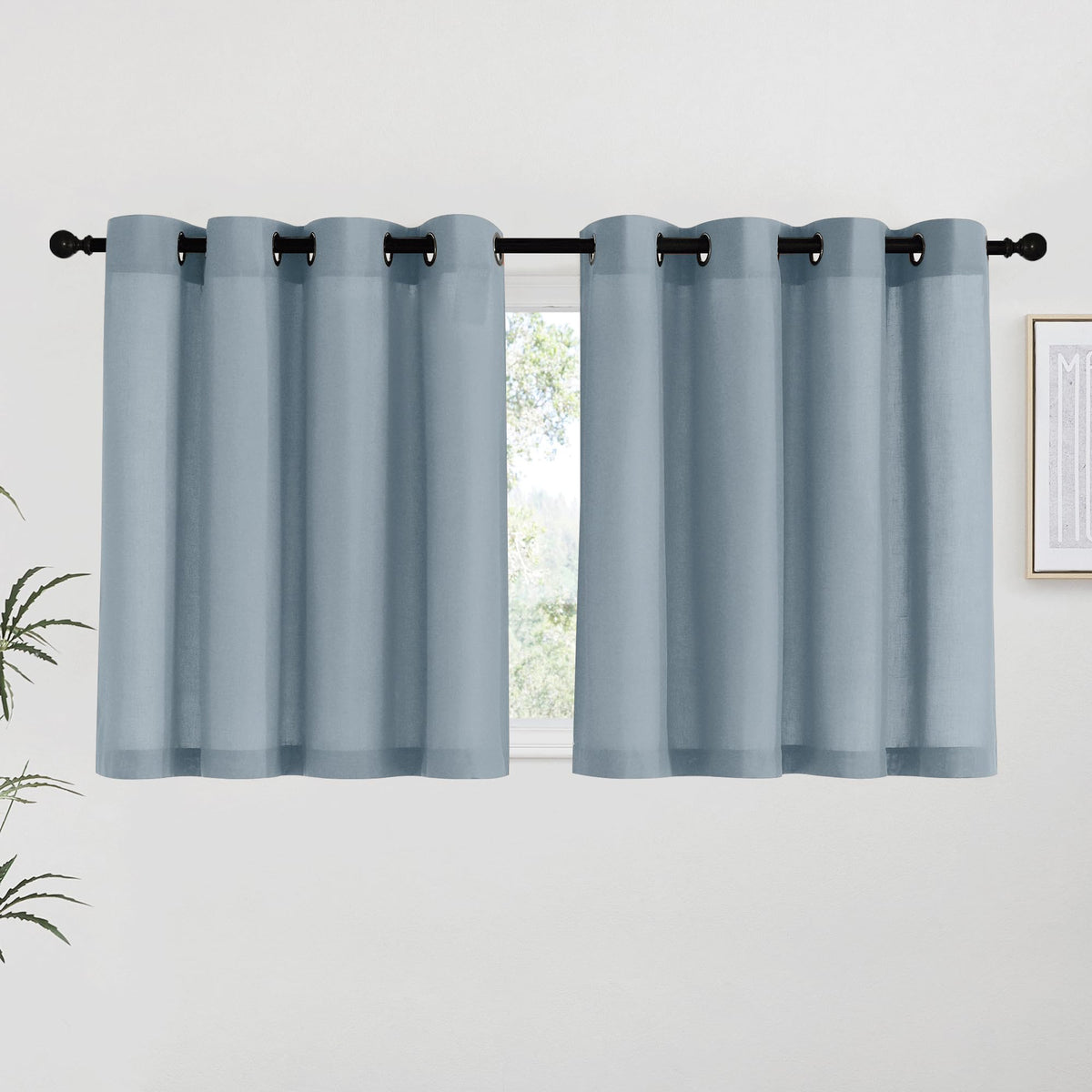 NICETOWN Natural Linen Curtains 84 inch Long 2 Panels Set, Grommet Top Thick Linen Burlap Semi Sheer Vertical Drapes Privacy Assured with Light Filtering for Bedroom/Living Room, W55 x L84