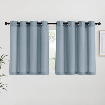 NICETOWN Natural Linen Curtains 84 inch Long 2 Panels Set, Grommet Top Thick Linen Burlap Semi Sheer Vertical Drapes Privacy Assured with Light Filtering for Bedroom/Living Room, W55 x L84