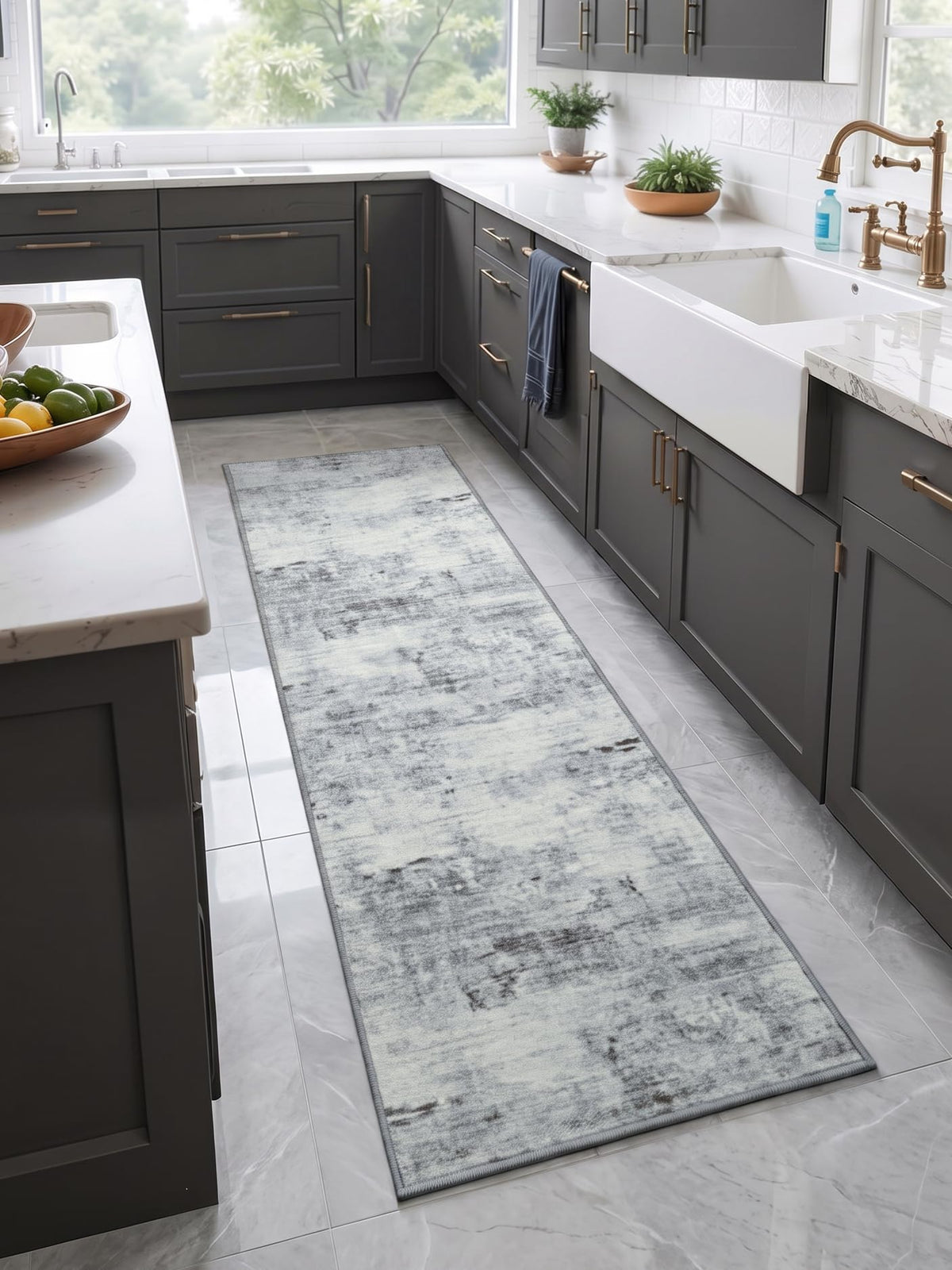 Toneed 4x6 Feet Washable Area Rugs for Bedroom Living Room, 48"x72" Grey