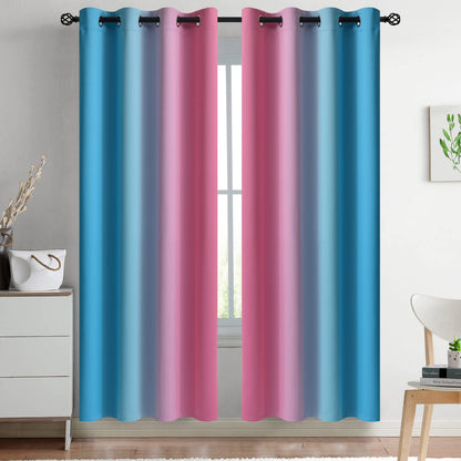 Yakamok Ombre Curtains Blue and Greyish White for Living Room,52Wx84L