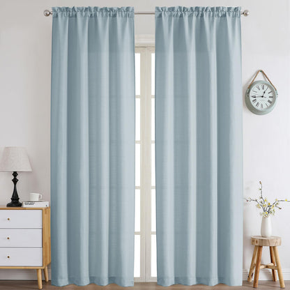 Chyhomenyc White Curtains 84 Inch Length 2 Panels 40Wx84L inches